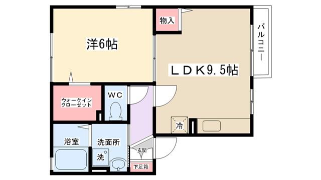 サニーハウス(1LDK/2階)の間取り写真