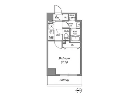 GRANPASEO両国II(1K/3階)の間取り写真
