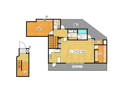 ファービースコート東野(1SK/5階)の間取り写真