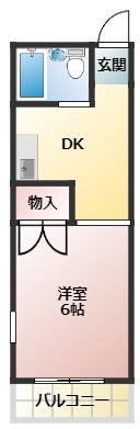 セジュール高松(1DK/2階)の間取り写真