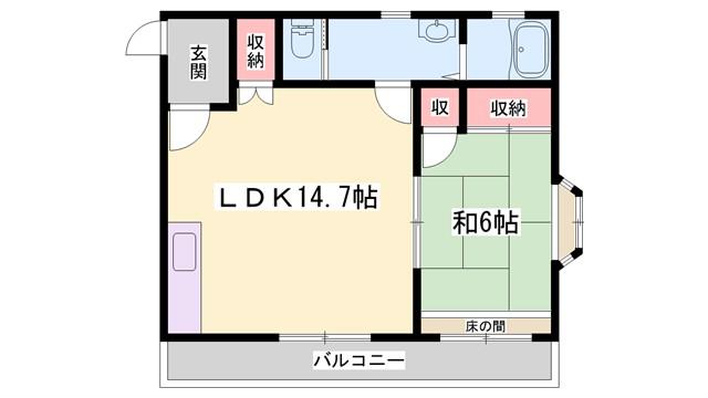 メトレス神崎(1LDK/2階)の間取り写真