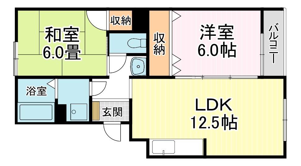 ヴァンベール平井(2LDK/3階)の間取り写真