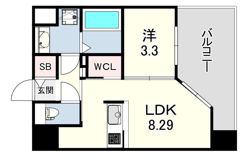LIVEFLAT六甲桜口(1LDK/7階)の間取り写真