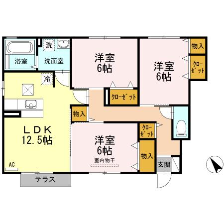 グランメゾン(3LDK/1階)の間取り写真