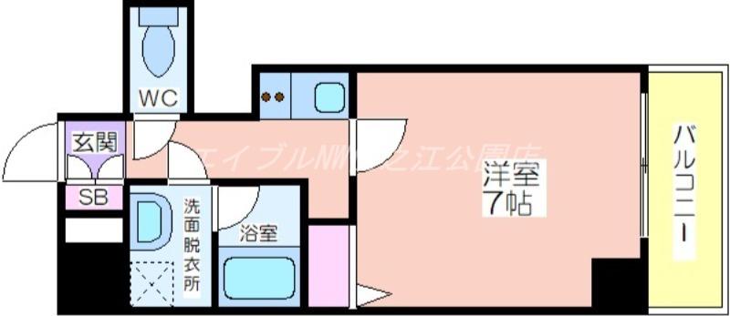 ファステート難波サウスベック(1K/4階)の間取り写真