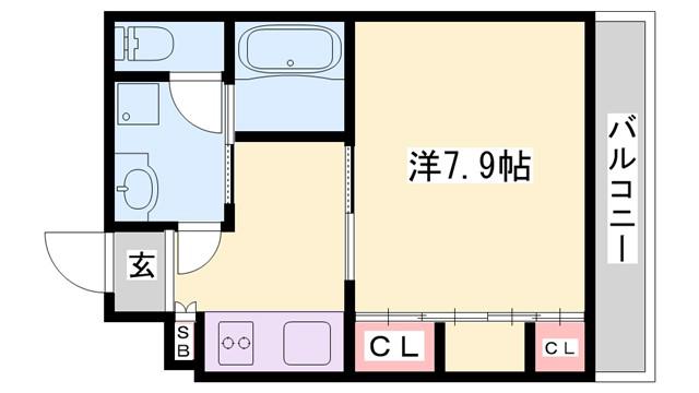 リープラス網干(1K/1階)の間取り写真
