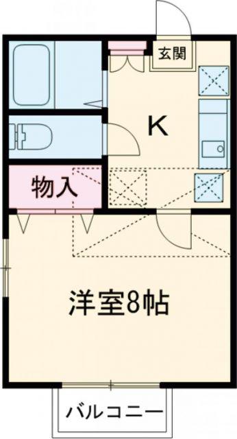 VINO若林(1K/1階)の間取り写真