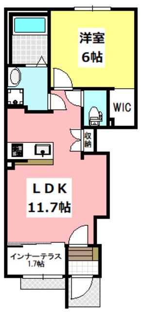MONTER APA(1LDK/1階)の間取り写真