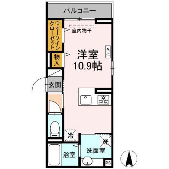 ビーエムケイ(ワンルーム/2階)の間取り写真