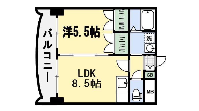 ロイヤルセンターBLD(1LDK/9階)の間取り写真