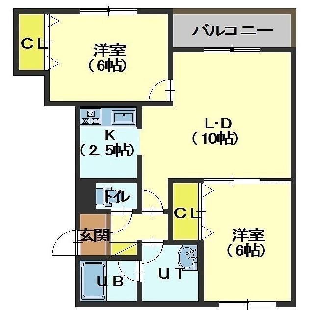 フィールドヴィレッジ(2LDK/4階)の間取り写真