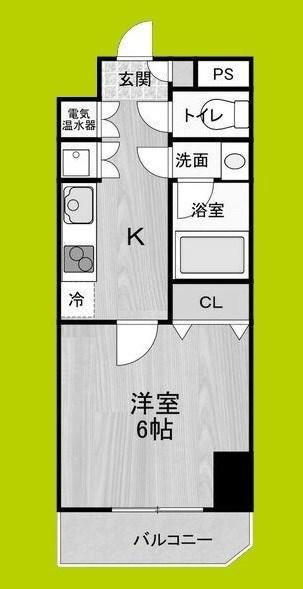 CITYSPIRE平野(1K/4階)の間取り写真