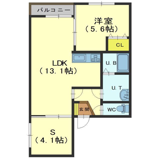 GROOVE COURT桔梗グルーヴコート桔梗(1SLDK/3階)の間取り写真