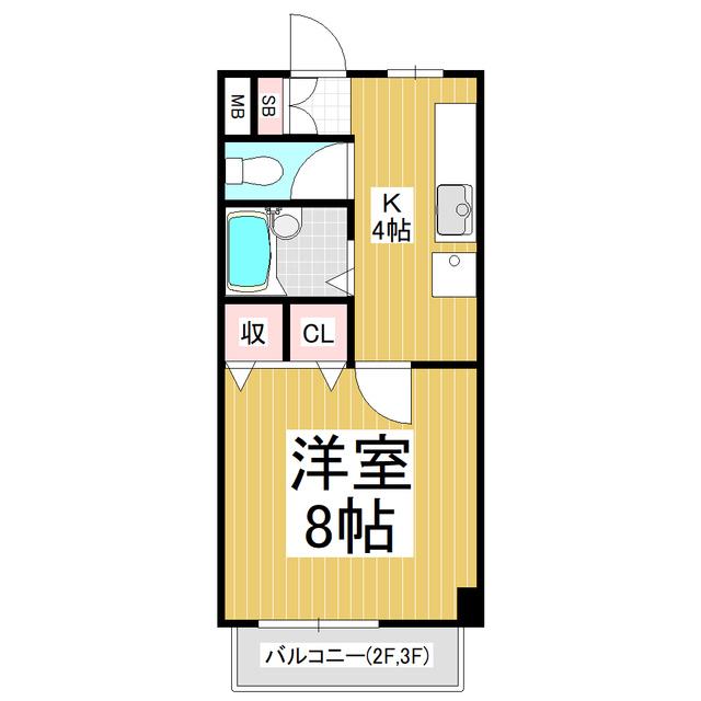 サンサイド8(1K/3階)の間取り写真