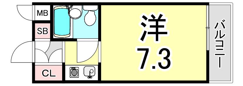 シャンブルド甲東園(ワンルーム/3階)の間取り写真