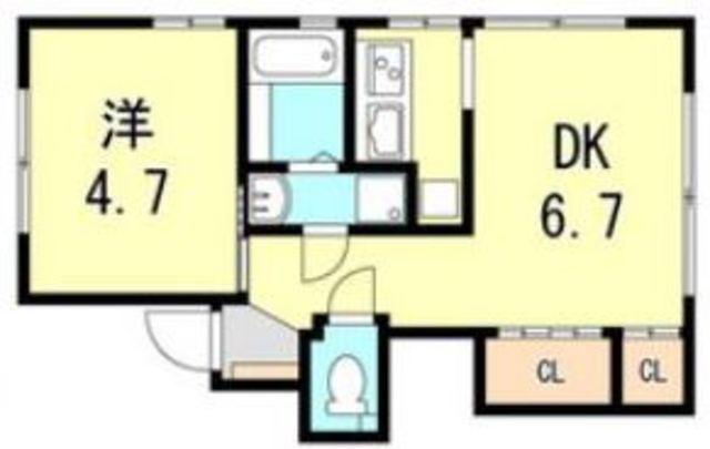 セビーヌ鷹取(1DK/3階)の間取り写真