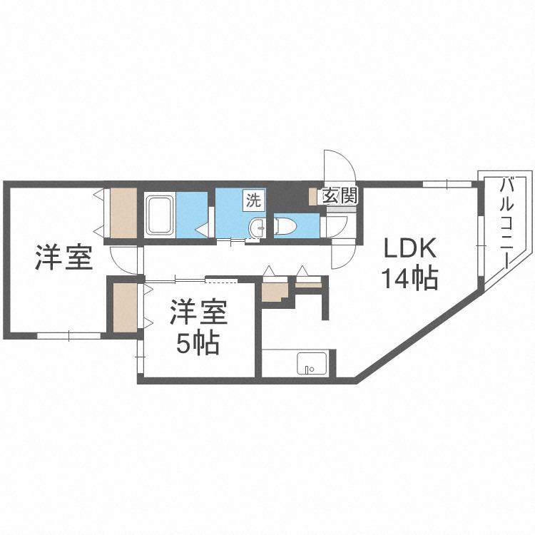フランシーズ北10条(2LDK/3階)の間取り写真