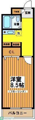 ウェル明大前(1K/3階)の間取り写真