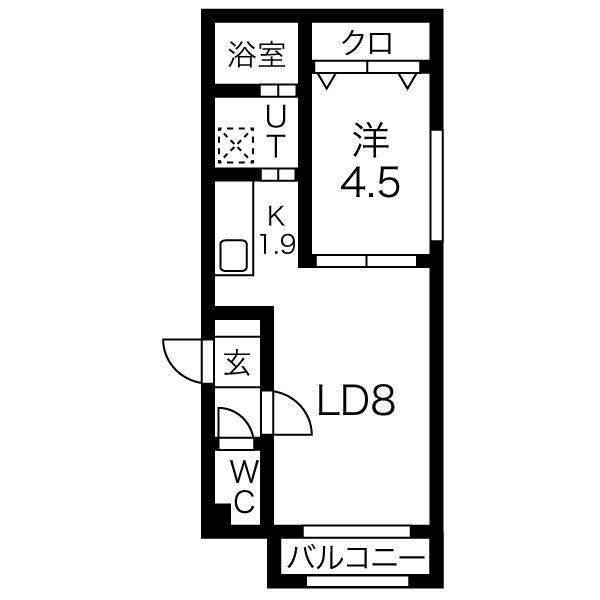 MTガーデン発寒南(1LDK/2階)の間取り写真