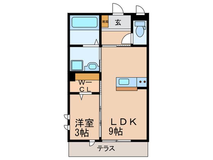 サンティア(1LDK/1階)の間取り写真