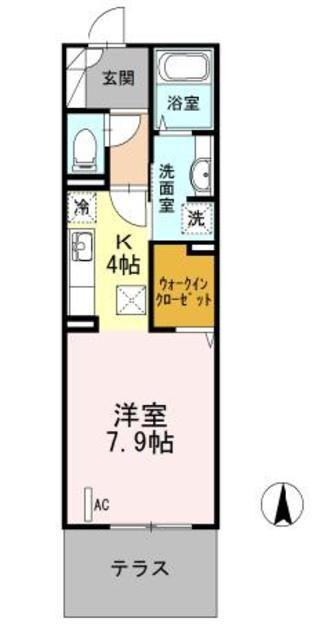 LUANA湘南 ルアナ(1K/1階)の間取り写真