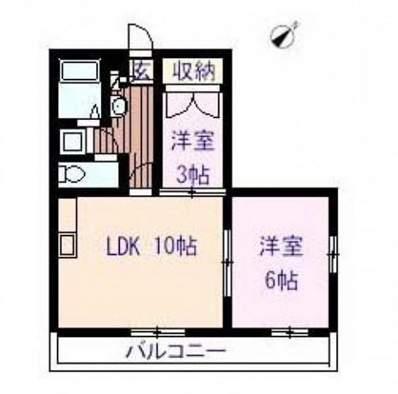 サンビレッジ操明A(2LDK/3階)の間取り写真