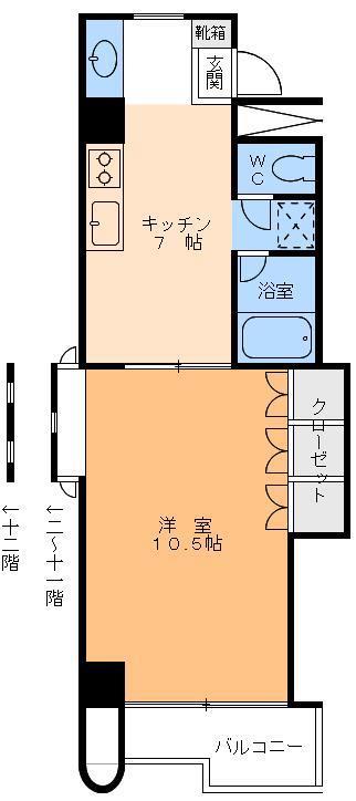 サンインテグラル道後(1DK/6階)の間取り写真