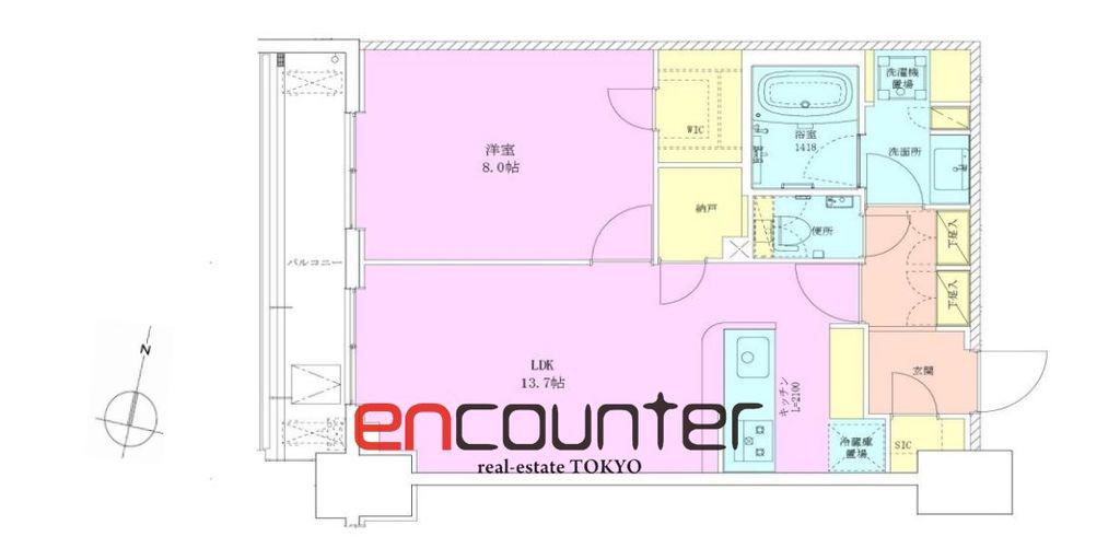 半蔵門レジデンス(1LDK/14階)の間取り写真
