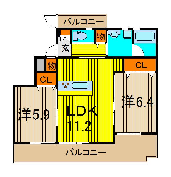 CASA FELICEⅡ(2LDK/2階)の間取り写真