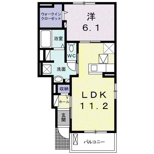ミレ・ル一チェA(1LDK/1階)の間取り写真