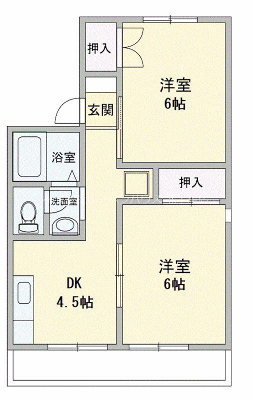 メゾンカトレア(2DK/1階)の間取り写真