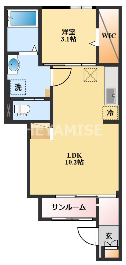 グランスターツB(1LDK/1階)の間取り写真