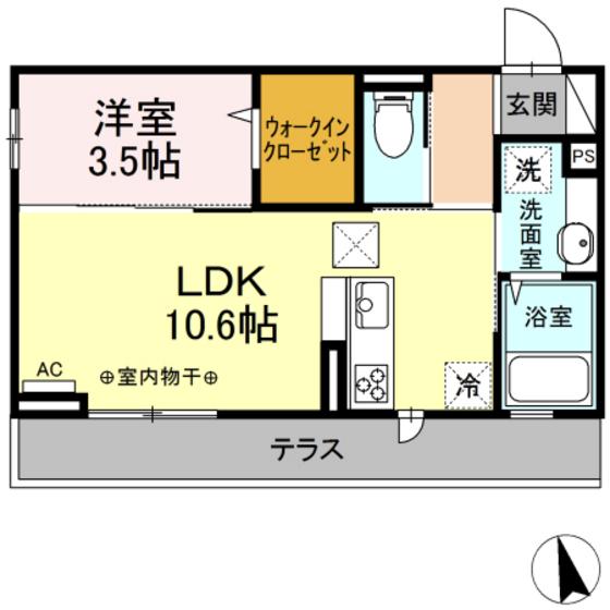 エスポワールD菜園(1LDK/1階)の間取り写真