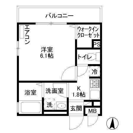 WING(1K/3階)の間取り写真