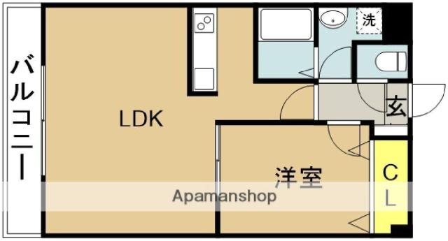 カーサ高千穂通(1LDK/2階)の間取り写真