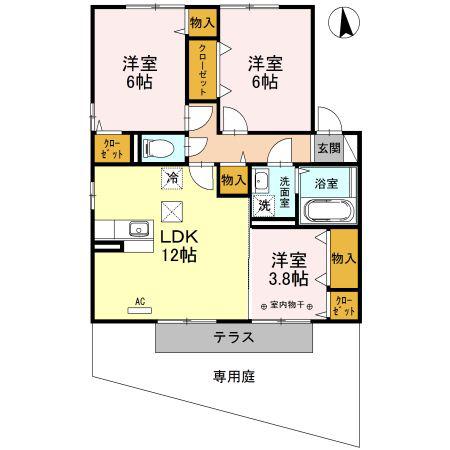 エスペランサリオC棟(3LDK/1階)の間取り写真