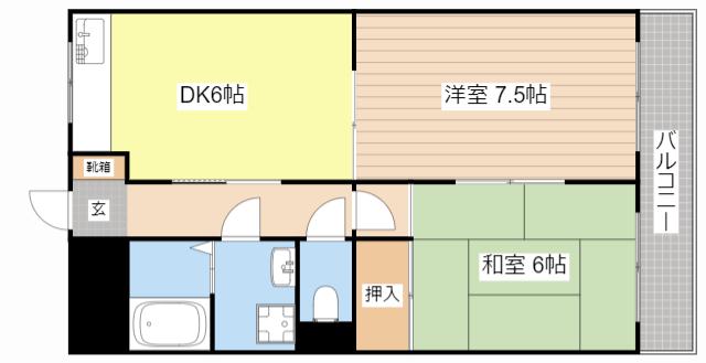 サンクレールI(2DK/1階)の間取り写真
