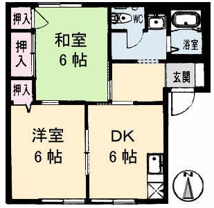 ラフィーネY(2DK/1階)の間取り写真