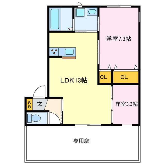 グランシャリオ(2LDK/1階)の間取り写真