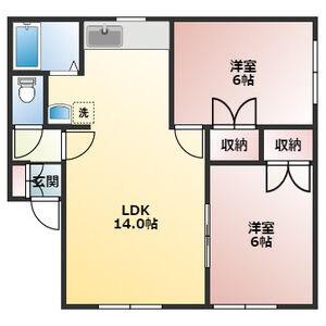 ハウスチクバ(2LDK/2階)の間取り写真