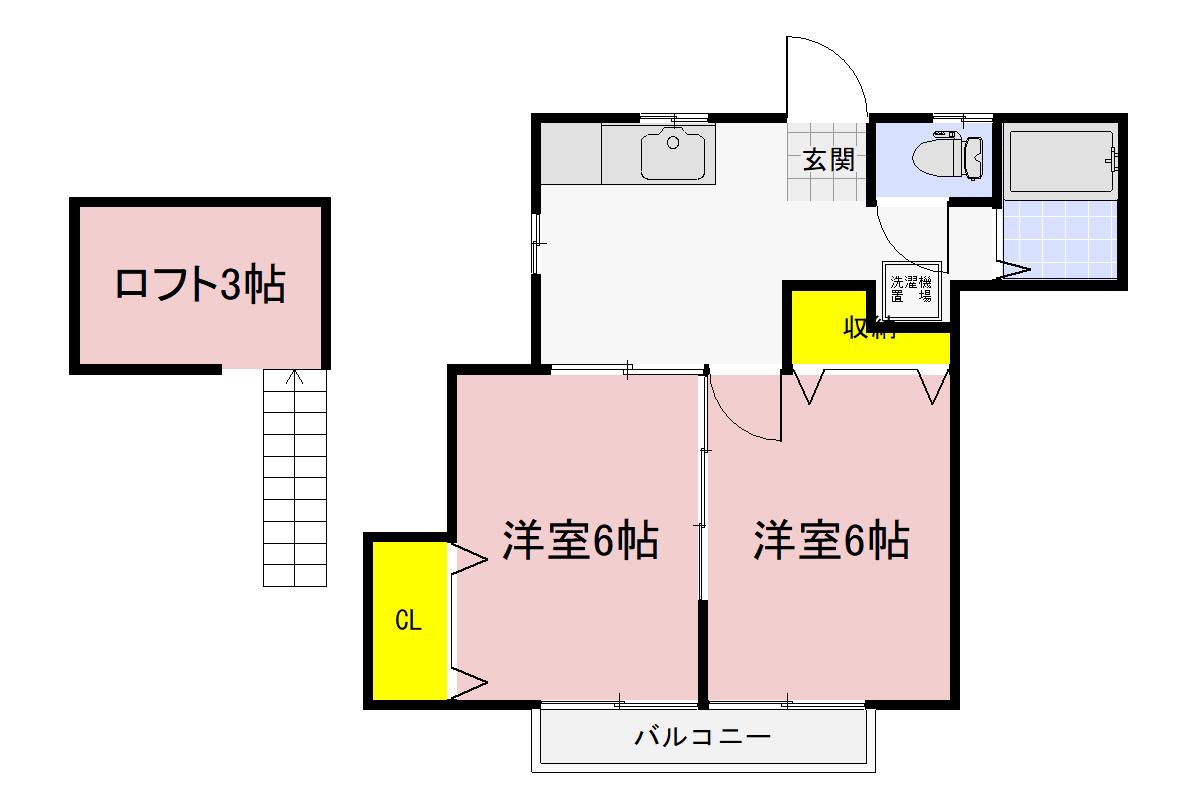アネックスII(2DK/2階)の間取り写真