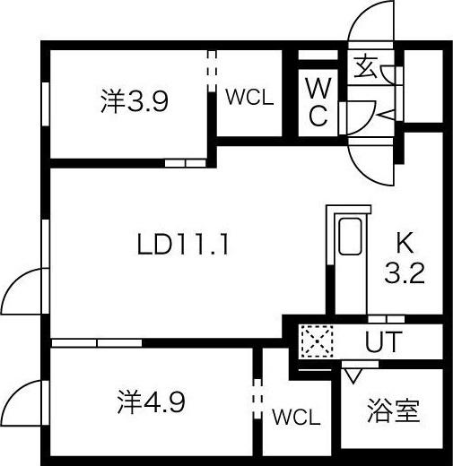 MONOLITH(2LDK/1階)の間取り写真