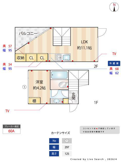 デュフレ自由が丘(1LDK/3階)の間取り写真