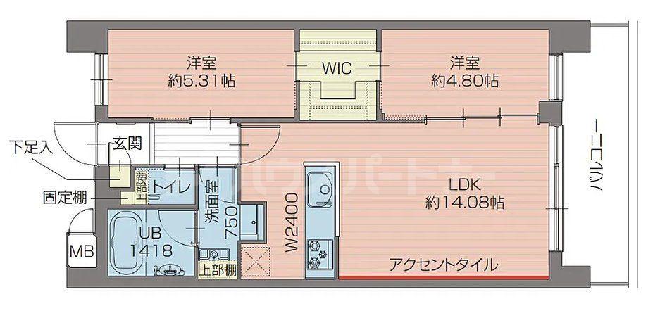 プレジオ北綾瀬ASIAN(2LDK/6階)の間取り写真