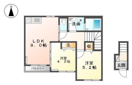 オリエンタルコート・雅(2LDK/2階)の間取り写真