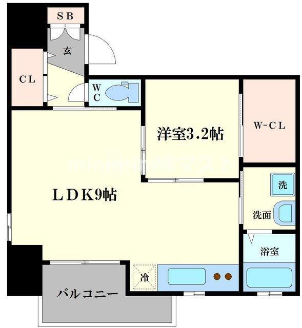 トラストマン堀江(1LDK/3階)の間取り写真