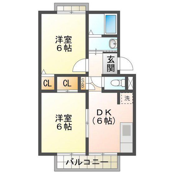 第二ビーチブリーズ(2DK/1階)の間取り写真