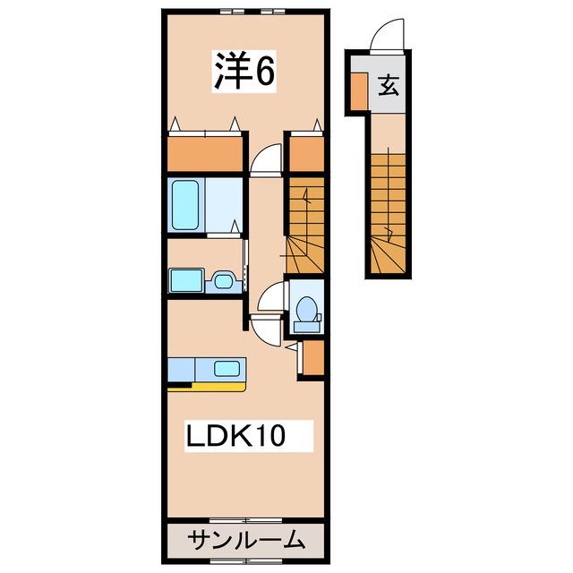 GRACE FIELD B(1LDK/2階)の間取り写真