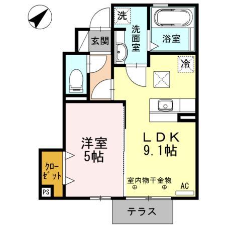 アヴニールマルシェA(1LDK/1階)の間取り写真