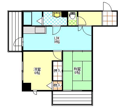 ホワイトプラザ西堀(2LDK/6階)の間取り写真